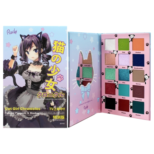 RUDE COSMETICS  Manga Collection Pressed Pigments And Shadows Palette - Cat Girl Chronicles By for Women - 0.77 OZ Palette