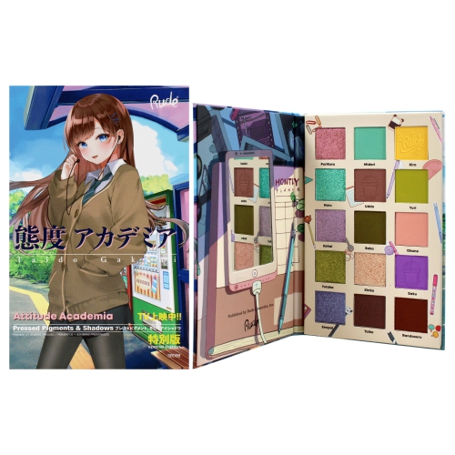 RUDE COSMETICS  Manga Collection Pressed Pigments And Shadows Palette - Attitude Academia By for Women - 0.77 OZ Palette