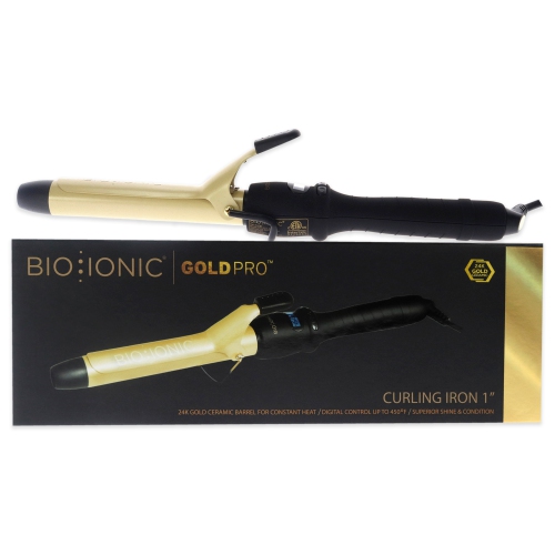 Gold Pro Curling Iron by Bio Ionic for Women - 1 Inch Curling Iron