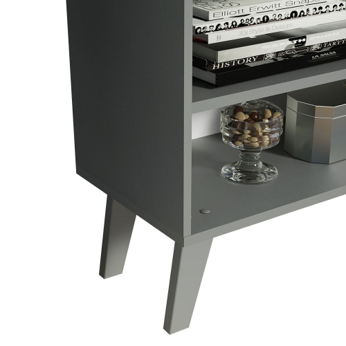 Madesa Compact TV Stand Cabinet with 4 Shelves and Cable Management for 50, 55 Inch TV Media Storage Unit Living Room and Bedroom Modern Wooden