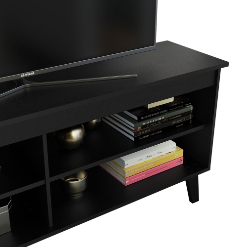 Madesa Compact TV Stand Cabinet with 4 Shelves and Cable Management for 50, 55 Inch TV Media Storage Unit Living Room and Bedroom Modern Wooden