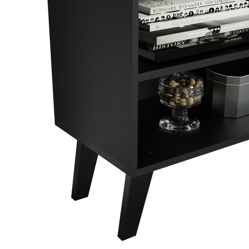 Madesa Compact TV Stand Cabinet with 4 Shelves and Cable Management for 50, 55 Inch TV Media Storage Unit Living Room and Bedroom Modern Wooden