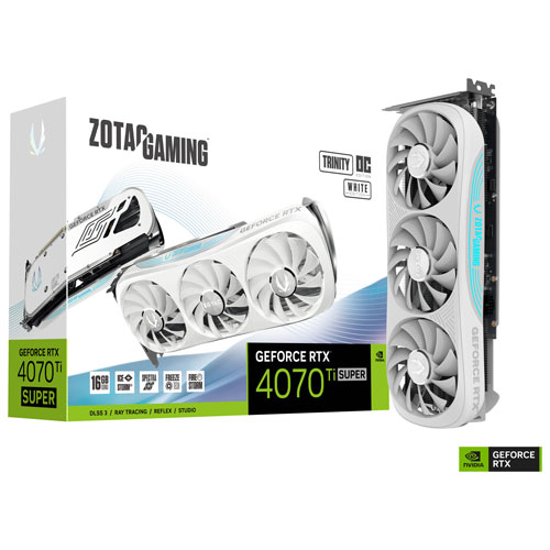 Carte graphique GeForce RTX 4070 Ti Super Trinity OC édition White de ZOTAC Gaming avec mémoire GDDR6X de 16 Go