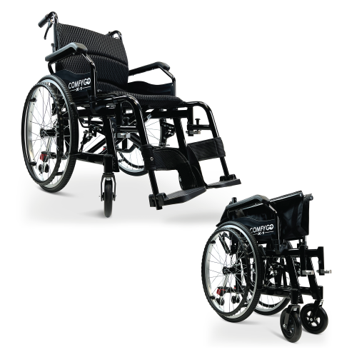 Image 1 de 6.. X-1 ComfyGO fauteuil roulant manuel | roues ultra-légères à détachement rapide | amorti confortable | cadre robuste de qualité aéronautique | freins
