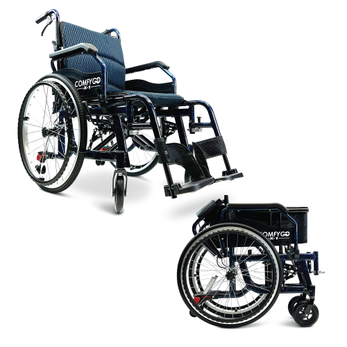 X-1 ComfyGO fauteuil roulant manuel | roues ultra-légères à détachement rapide | amorti confortable | cadre robuste de qualité aéronautique | freins