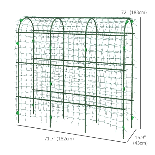 Outsunny Cucumber Trellis, 6ft Tall Garden Arch Trellis for Climbing Plants Outdoor, A-Frame, with PE Coated Steel Structure and Net, Support
