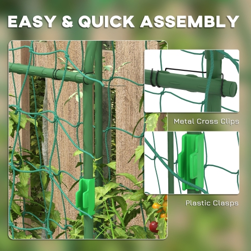 Outsunny Cucumber Trellis, 6ft Tall Garden Arch Trellis for Climbing Plants Outdoor, A-Frame, with PE Coated Steel Structure and Net, Support