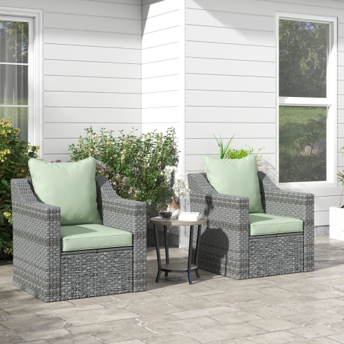 Outsunny Patio Chair Cushions Pillows Set of 2, Back and Seat Replacement Patio Cushions Set for Indoor Outdoor Garden Furniture, Green