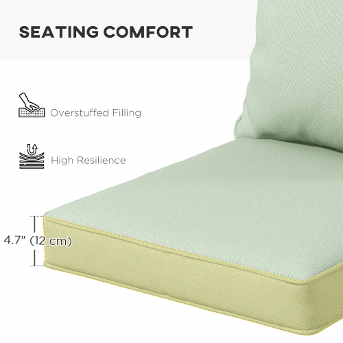 Outsunny Patio Chair Cushions Pillows Set of 2, Back and Seat Replacement Patio Cushions Set for Indoor Outdoor Garden Furniture, Green