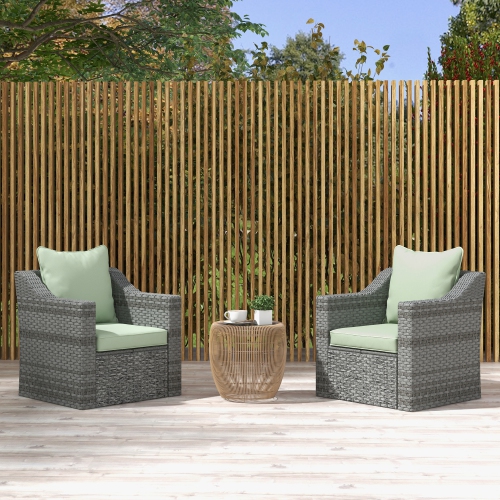 Outsunny Patio Chair Cushions Pillows Set of 2, Back and Seat Replacement Patio Cushions Set for Indoor Outdoor Garden Furniture, Green