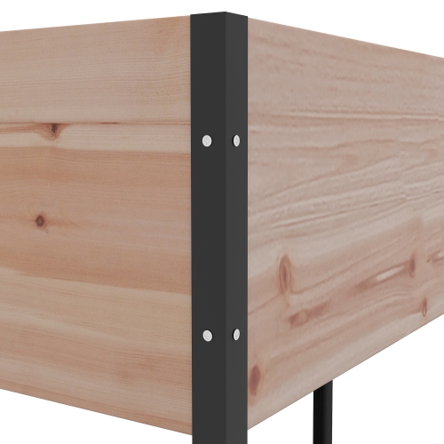 Outsunny Wooden Raised Garden Bed with Wheels, Elevated Planter Box with Metal Legs, Drainage Holes and Bed Liner, for Vegetables, Flowers, Herbs