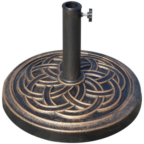 Image 1 de 9.. Base de parasol de patio Outsunny 25&nbsp;lb, base de parasol robuste pour l'extérieur, porte-parapluie rond, bronze