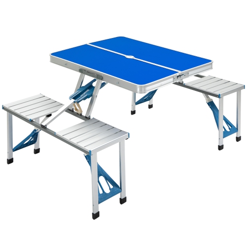 OUTSUNNY  Picnic Table Junior Folding Camping Table Set Portable Camping Garden Bbq Party In Blue