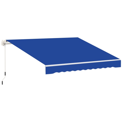 OUTSUNNY  8' X 7' Manual Retractable Sun Shade Patio Awning Outdoor Deck Canopy Shelter In Blue
