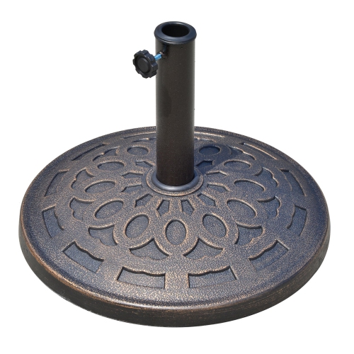 Image 1 of 9.. Outsunny 31 lb. Patio Umbrella Base, Heavy Duty Market Umbrella Base Stand, Round Umbrella Holder for Outdoor, Garden, Backyard, Bronze