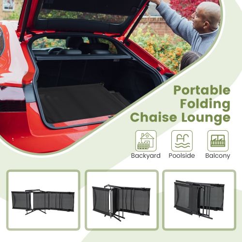 Costway 2 Piece Patio Folding Chaise Lounge Chairs with 6-Level Backrest Reclining Chairs