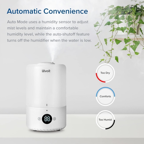LEVOIT Humidifiers for Bedroom, Smart WiFi Alexa Control, Top Fill Cool Mist for Baby Nursery and Plants with Essential Oil Diffuser,