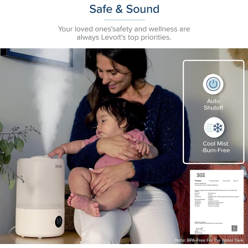 LEVOIT Humidifiers for Bedroom, Smart WiFi Alexa Control, Top Fill Cool Mist for Baby Nursery and Plants with Essential Oil Diffuser,