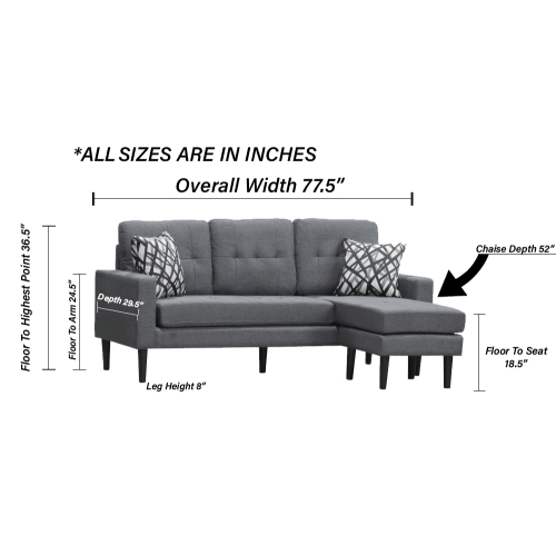 Infinite Imports – 9078 Reversible Sectional Sofa FREE SHIPPING