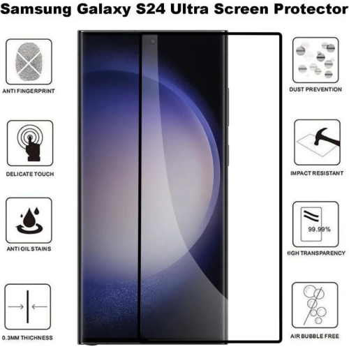 Screen Protector for Samsung Galaxy S24 Ultra - 2 Pack, 9H Hardness, Scratch Resistance, Tempered Glass, HD Clarity, Sensitive Touch, Anti-Oil,