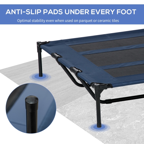 PawHut Elevated Dog Bed, Raised Dog Cot for XL Sized Dogs, Indoor & Outdoor, 48" x 36" x 9", Dark Blue