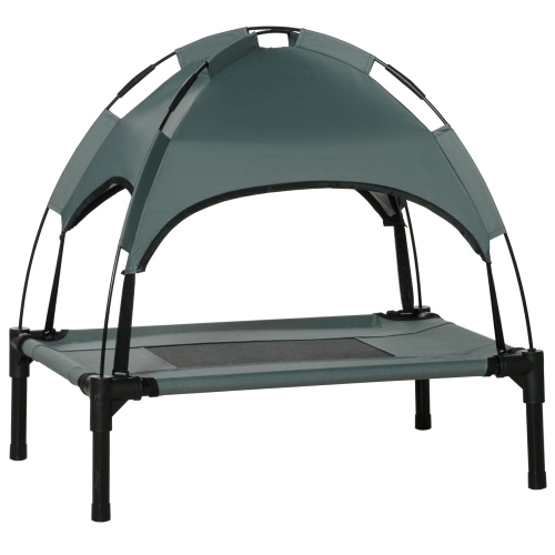 PawHut Elevated Dog Bed with Canopy, Portable Raised Dog Cot for S Sized Dogs, Indoor & Outdoor, 25" x 18" x 24", Grey