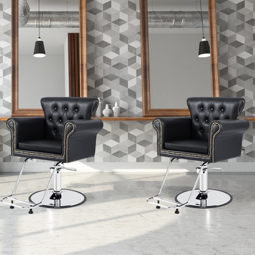 Gymax Salon Chair Heavy-Duty Hydraulic Barber Chair Height Adjustable 360° Rotation