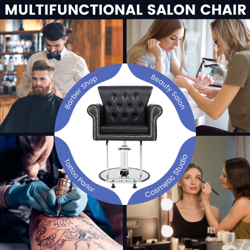 Gymax Salon Chair Heavy-Duty Hydraulic Barber Chair Height Adjustable 360° Rotation