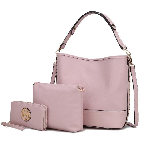 MKF COLLECTION  Wren Vegan Leather Women’S Hobo With Pouch And Wristlet Wallet - 3 Pieces By Mia K In Multicolor