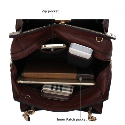 Aubrey Vegan Leather Multi Compartment Satchel Handbag - Color