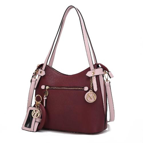 MKF Collection – Sac besace pour femmes en cuir végétalien avec bracelet porte-clés et porte-carte de crédit Jaseli – 2 pièces par Mia K