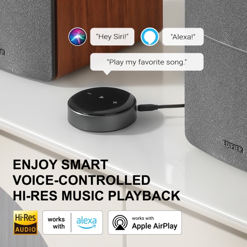 Edifier R1280T Powered Bookshelf Speakers with WiiM Mini Wi-Fi Audio Streamer, Stream Hi-Res Audio from Spotify, Amazon Music and More