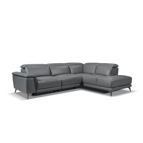 Pista Contemporary Grey Top Grain Leather Power Reclining