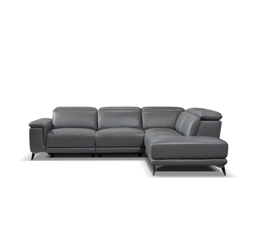 Valencia Pista Contemporary Grey Top Grain Leather Power Reclining Sectional