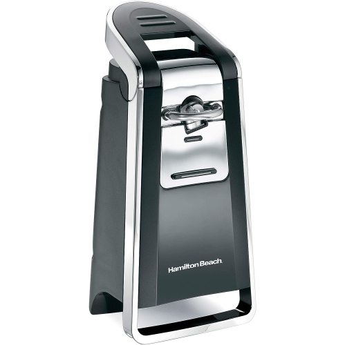 Hamilton Beach Smooth Touch Electric Automatic Can Opener with Easy Push Down Lever, Opens All Standard-Size and Pop-Top Cans, Extra Tall, Black and