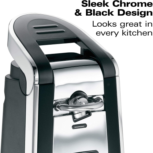 Hamilton Beach Smooth Touch Electric Automatic Can Opener with Easy Push Down Lever, Opens All Standard-Size and Pop-Top Cans, Extra Tall, Black and