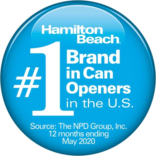 Hamilton Beach Smooth Touch Electric Automatic Can Opener with Easy Push Down Lever, Opens All Standard-Size and Pop-Top Cans, Extra Tall, Black and