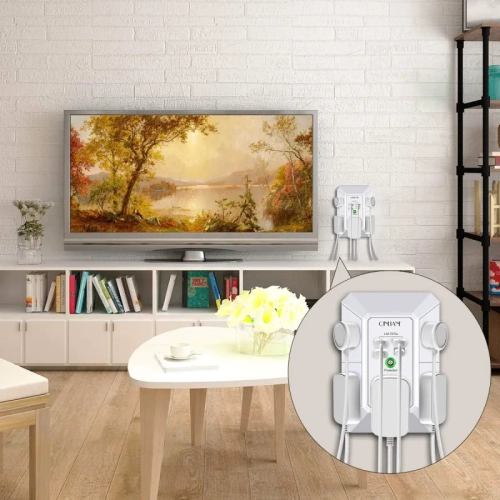 USB Wall Charger Surge Protector - 5 Outlet Extender with 4 USB Charging Ports - 3-Sided 1680J Power Strip Multi Plug Outlets Wall Adapter - Spaced