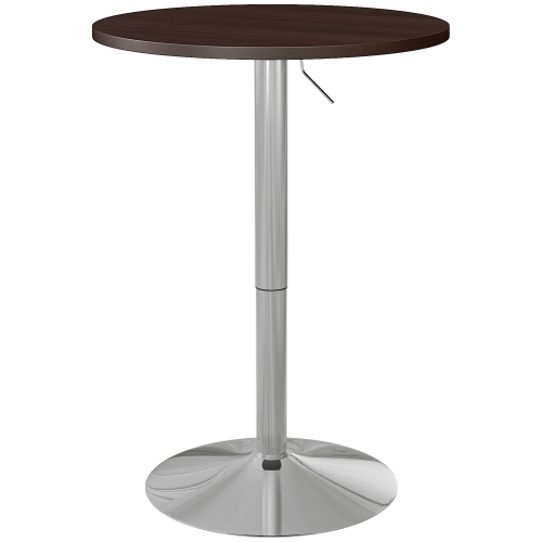 HOMCOM Round Bar Table, Adjustable Pub Table with 360° Swivel Top and Steel Base, Modern Bistro Table for 2, Easy Assembly for Home Bar, Small Dining