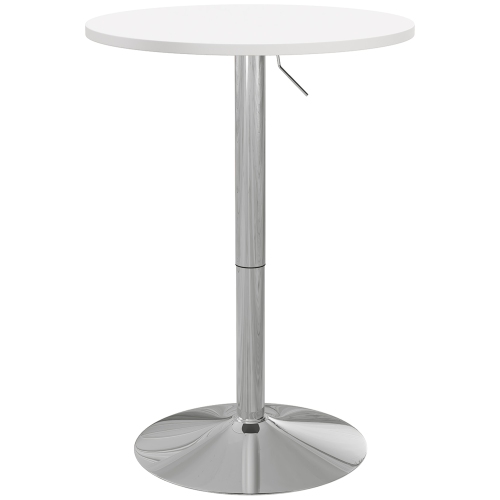 HOMCOM Round Bar Table, Adjustable Pub Table with 360° Swivel Top and Steel Base, Modern Bistro Table for 2, Easy Assembly for Home Bar, Small Dining