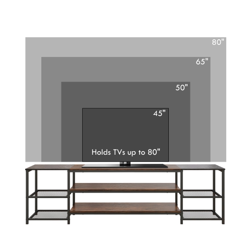 HOMCOM – Meuble industriel pour téléviseur jusqu’à 80 po, meuble pour téléviseur avec tablette de rangement ouverte, console multimédia avec cadre en