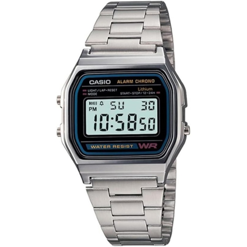 Casio Men's A158W-1 Classic Digital Stainless Steel Bracelet Watch, Silver