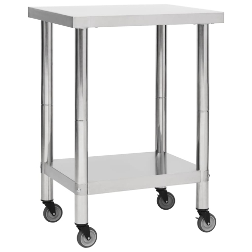 VIDAXL  Kitchen Work Table With Wheels 60X30X85 Cm Stainless Steel