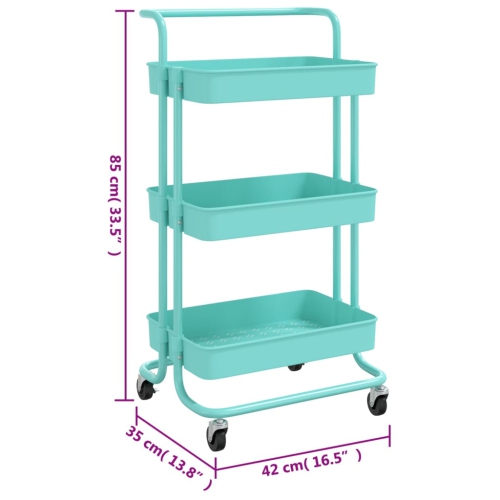 vidaXL 3-Tier Kitchen Trolley Turquoise 42x35x85 cm Iron and ABS