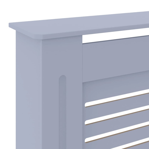 vidaXL Radiator Cover with Top Shelf, Hide Cluttered Pipes, MDF, 55.5-80.7''x7.5''x32.1'', Gray