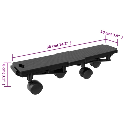 vidaXL Moving Dollies with 4 Wheels 2 pcs Black Polypropylene 170 kg