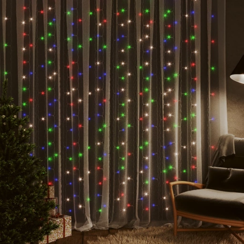 VIDAXL  Led Curtain Fairy Lights 3X3M 300 Led Colourful 8 Function