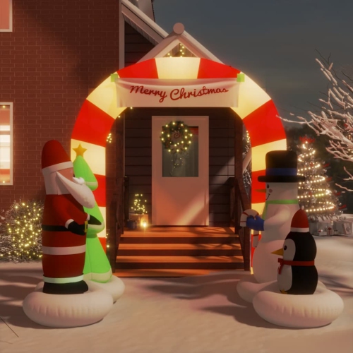 VIDAXL  Christmas Inflatable Santa & Snowman Arch Gate Led 260 Cm