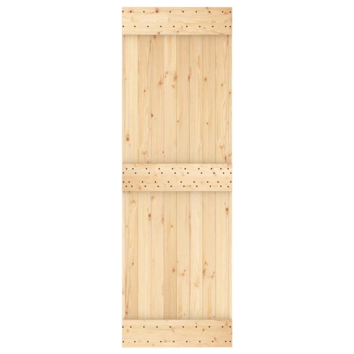 VidaXL – Porte de grange coulissante NARVIK de 27 x 6 po en pin massif, brun naturel, sans trousse de quincaillerie