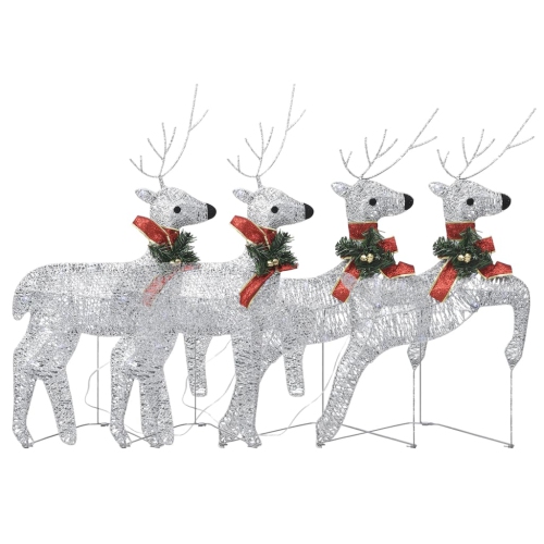 VIDAXL  Christmas Reindeers 4 PCs Silver 80 Leds